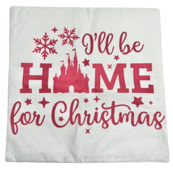 Christmas Pillow Covers 2 I'll Be Home & All Is Calm Printed 18x18 Cotton Linen - Picture 2 of 9